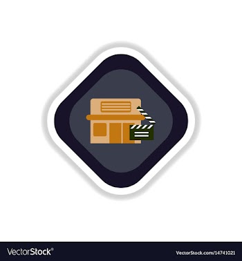 Paper sticker on white background building cinema vector image