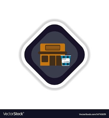 Paper sticker on white background building cinema vector image