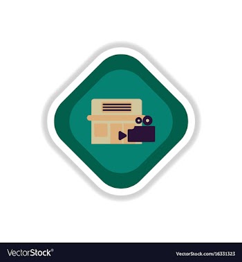 Paper sticker on white background building cinema vector image