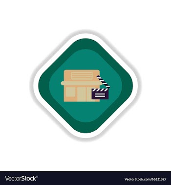 Paper sticker on white background building cinema vector image
