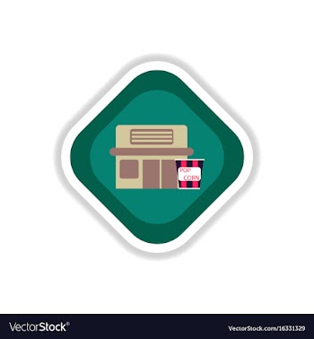 Paper sticker on white background building cinema vector image