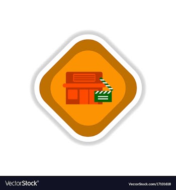 Paper sticker on white background building cinema vector image