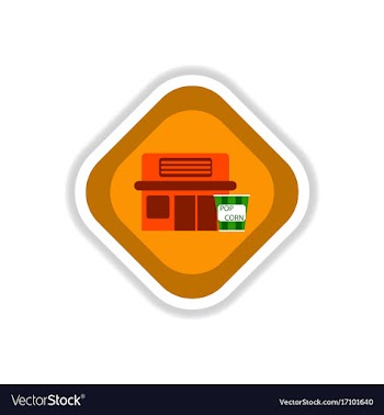 Paper sticker on white background building cinema vector image