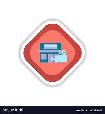 Paper sticker on white background building cinema vector image