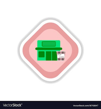 Paper sticker on white background building cinema vector image