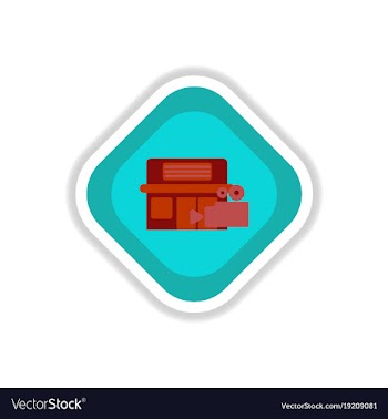 Paper sticker on white background building cinema vector image
