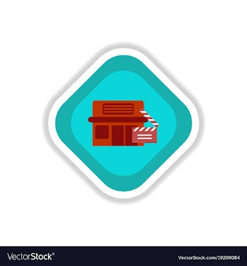 Paper sticker on white background building cinema vector image