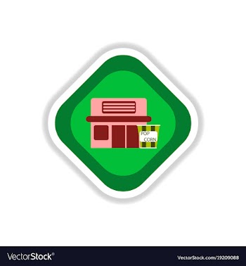 Paper sticker on white background building cinema vector image
