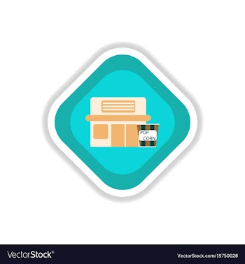 Paper sticker on white background building cinema vector image