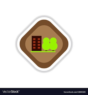 Paper sticker on white background building park vector image