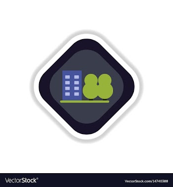 Paper sticker on white background building park vector image