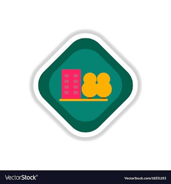 Paper sticker on white background building park vector image