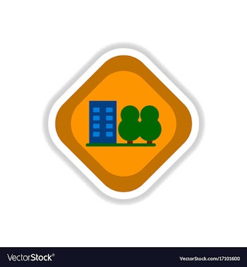 Paper sticker on white background building park vector image