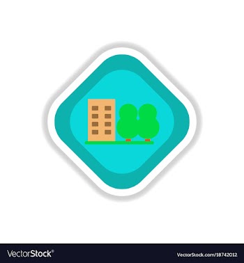 Paper sticker on white background building park vector image