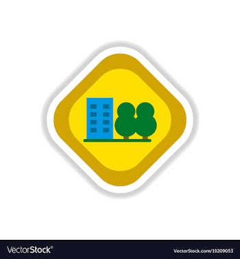 Paper sticker on white background building park vector image