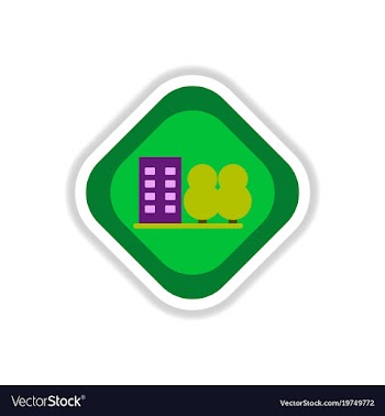 Paper sticker on white background building park vector image