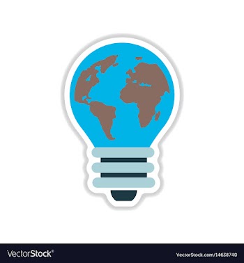 Paper sticker on white background bulb eart vector image