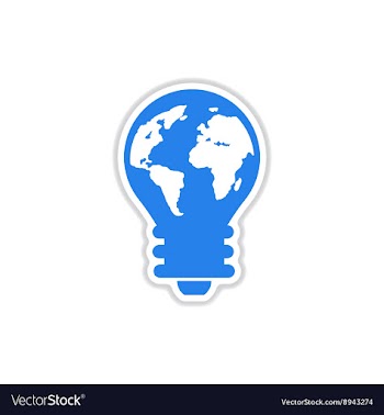 Paper sticker on white background bulb Earth vector image