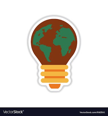 Paper sticker on white background bulb Earth vector image