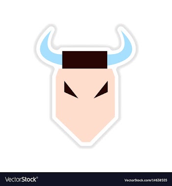 Paper sticker on white background bull head vector image