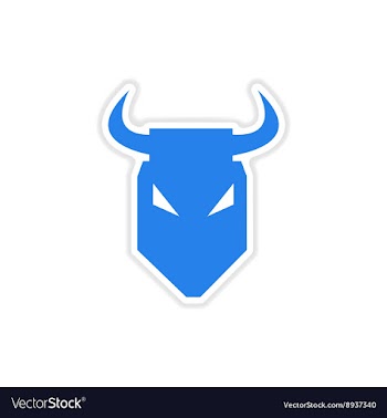 Paper sticker on white background bull head vector image