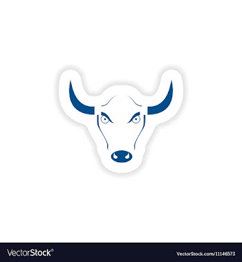 Paper sticker on white background Bull logo vector image