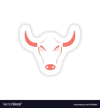 Paper sticker on white background Bull logo vector image