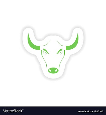 Paper sticker on white background Bull logo vector image