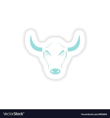 Paper sticker on white background Bull logo vector image