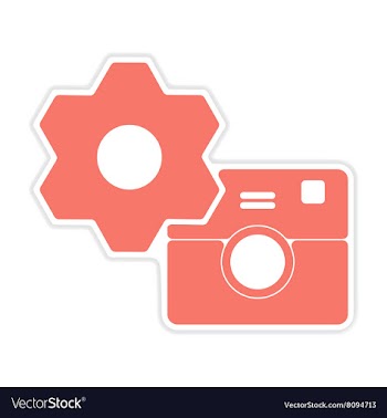 Paper sticker on white background camera settings vector image