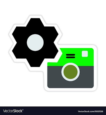 Paper sticker on white background camera settings vector image