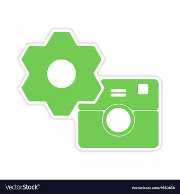 Paper sticker on white background camera settings vector image