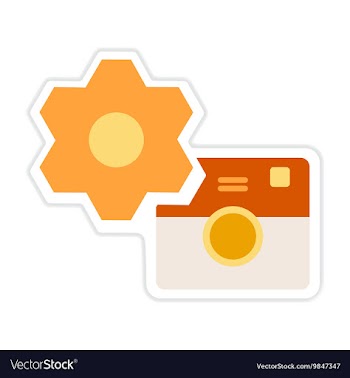 Paper sticker on white background camera settings vector image