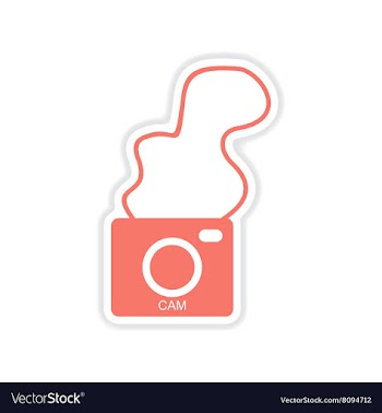 Paper sticker on white background camera vector image