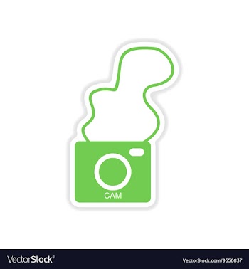 Paper sticker on white background camera vector image