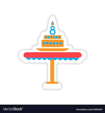 Paper sticker on white background candle cake vector image