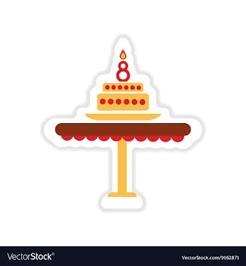 Paper sticker on white background candle cake vector image