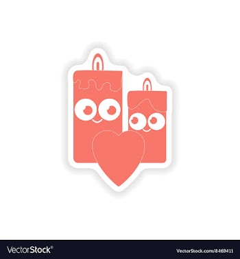 Paper sticker on white background candle heart vector image