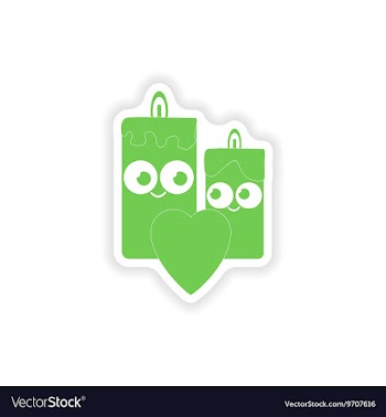 Paper sticker on white background candle heart vector image