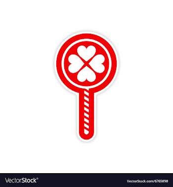 Paper sticker on white background candy heart vector image