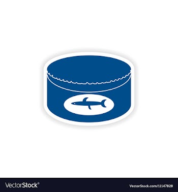 Paper sticker on white background Canned fish vector image