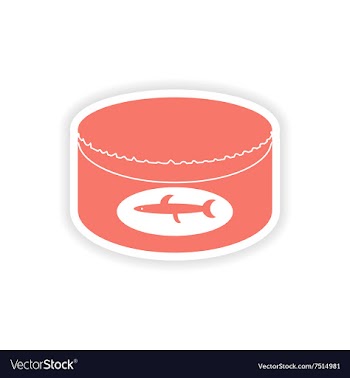 Paper sticker on white background Canned fish vector image