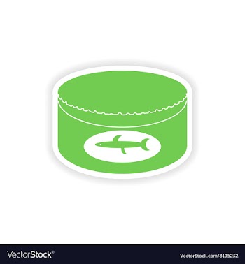 Paper sticker on white background Canned fish vector image