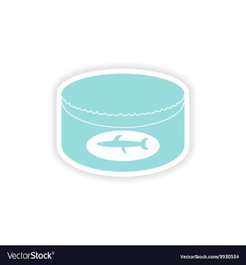 Paper sticker on white background Canned fish vector image