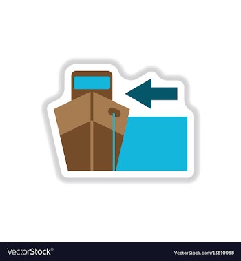 Paper sticker on white background cargo ship vector image