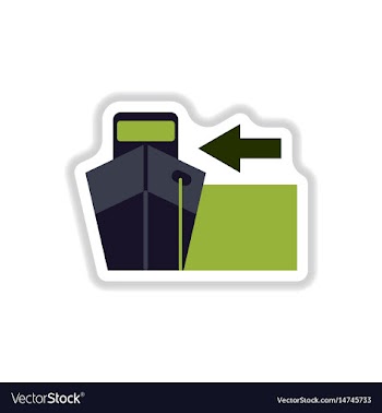 Paper sticker on white background cargo ship vector image