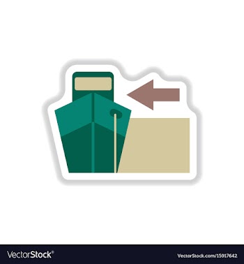 Paper sticker on white background cargo ship vector image