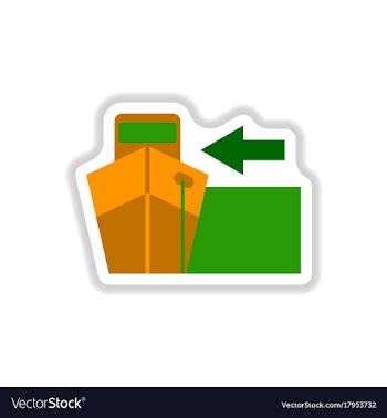 Paper sticker on white background cargo ship vector image