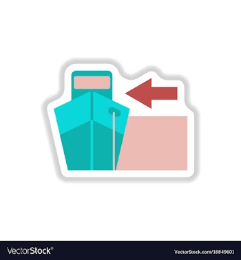Paper sticker on white background cargo ship vector image