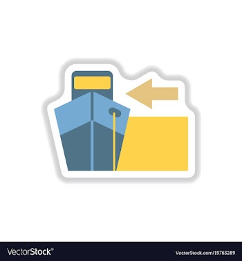 Paper sticker on white background cargo ship vector image